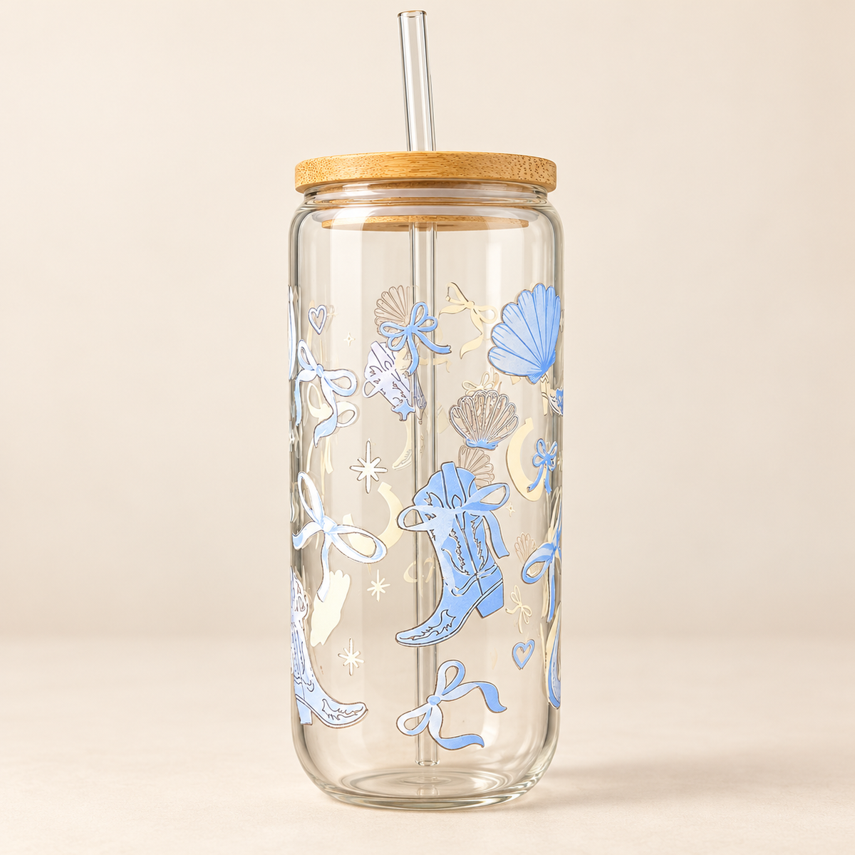 Blue western glass 16oz cup