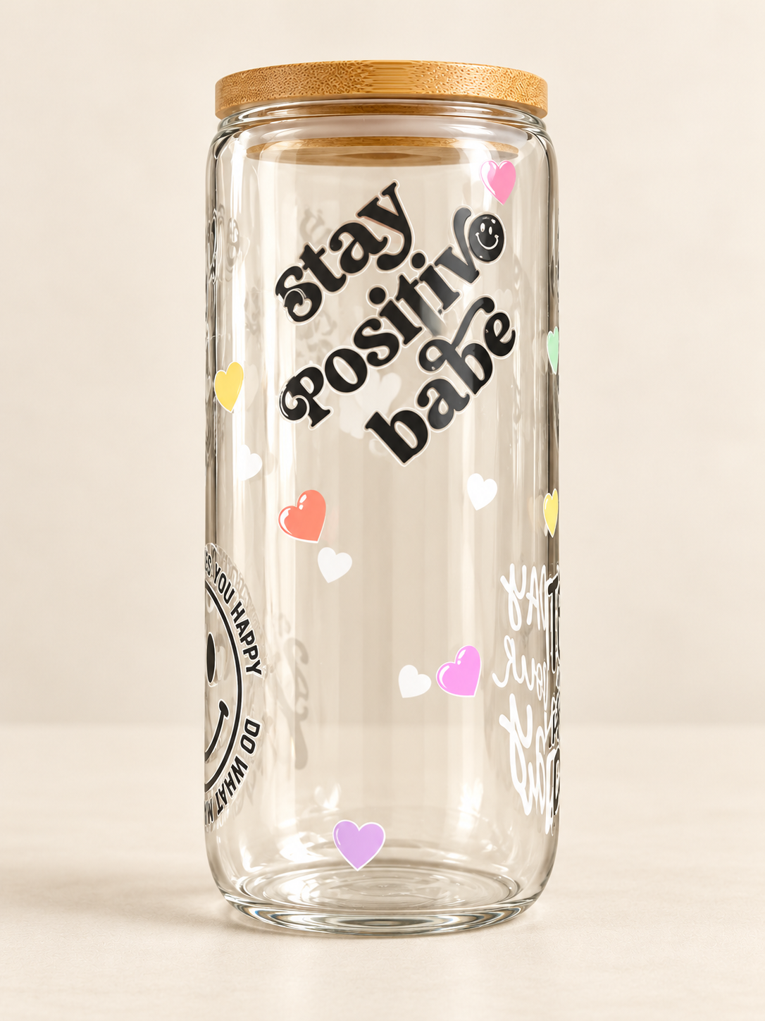 Positive saying glass 16oz cup