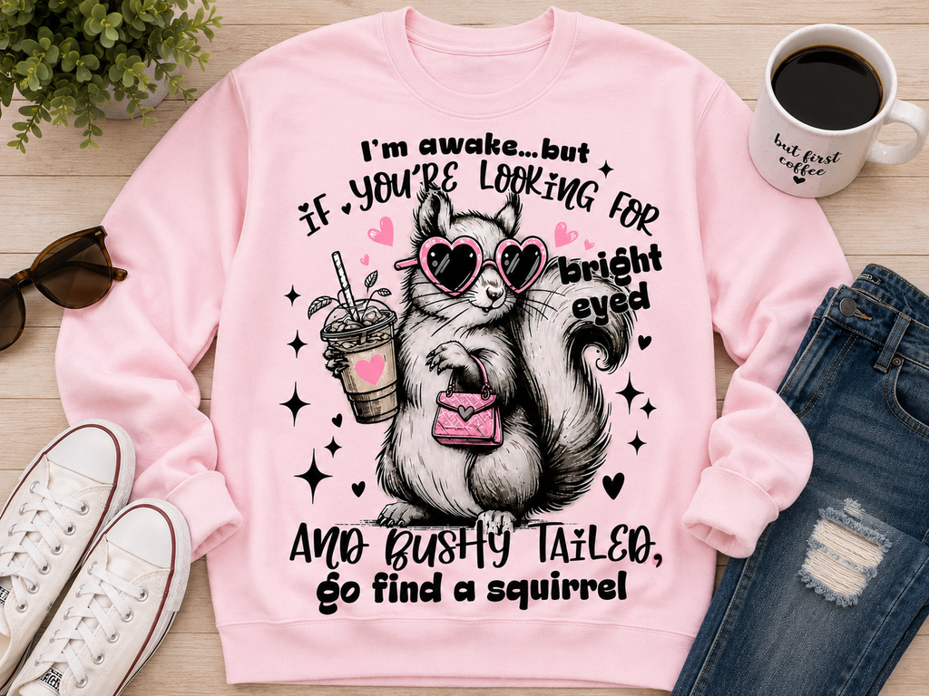 I’m awake… squirrel |Adult Graphic Shirt, Sweatshirt & Hoodie