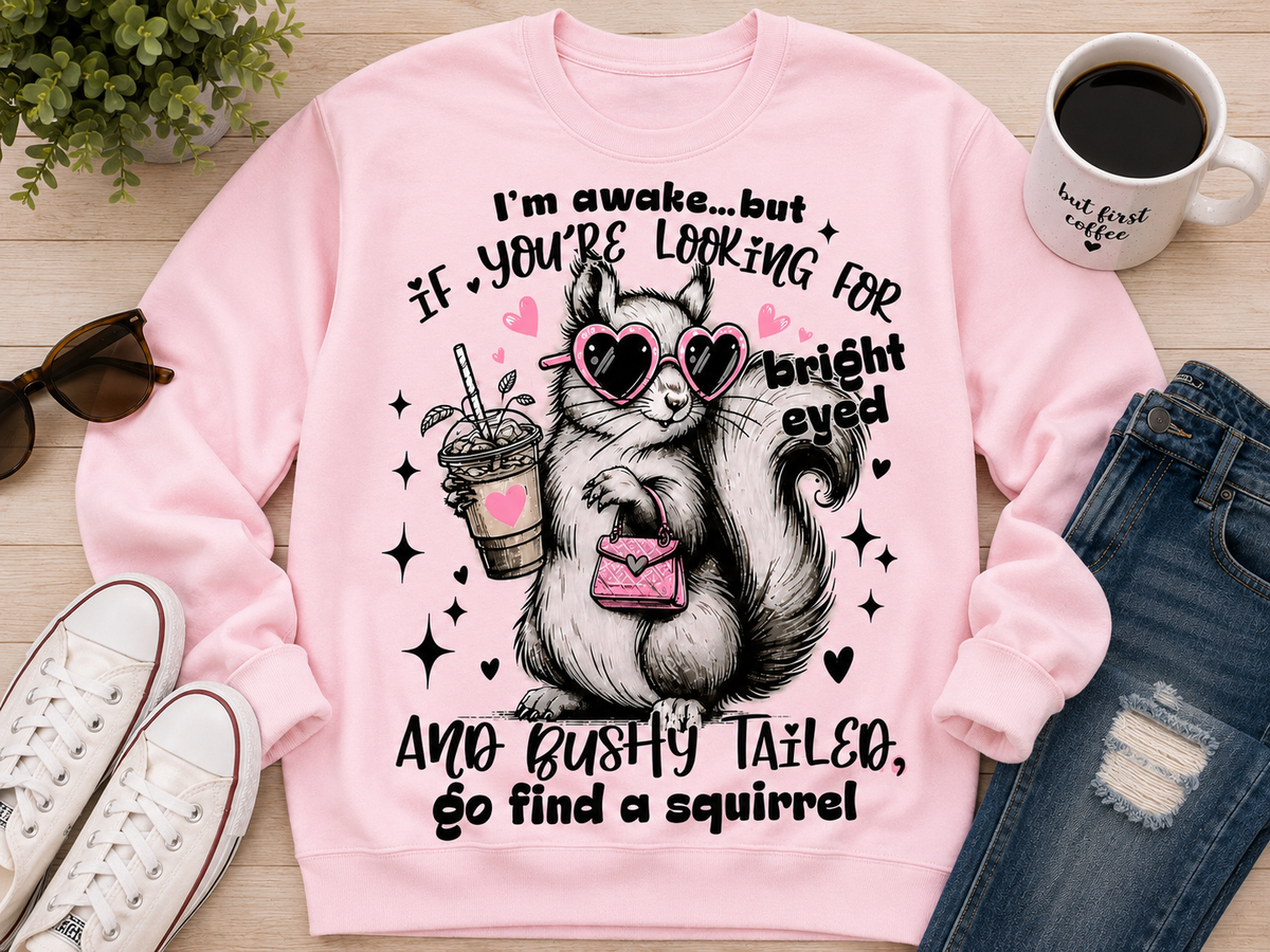 I’m awake… squirrel |Adult Graphic Shirt, Sweatshirt & Hoodie