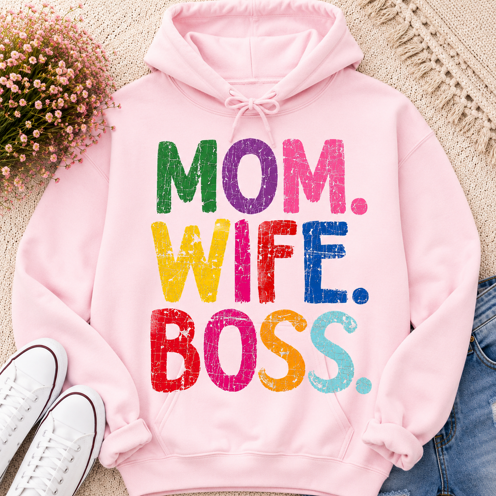 MOM. WIFE. BOSS.| Adult Graphic Shirt, Sweatshirt & Hoodie