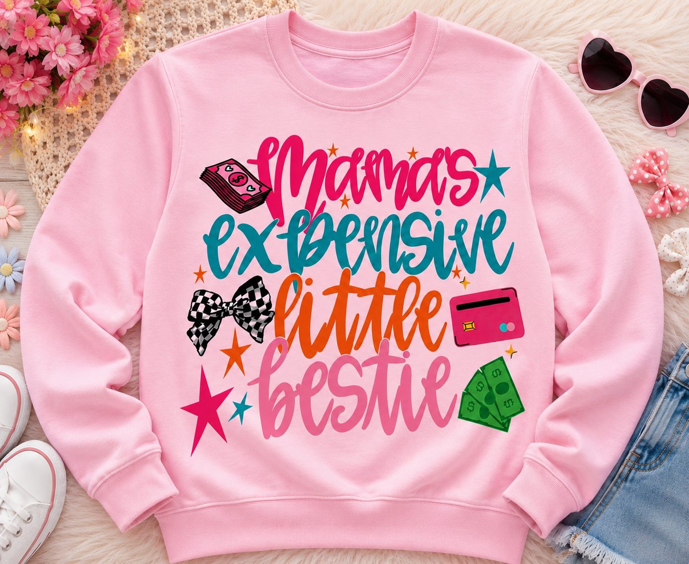 Mamas Expensive Little Bestie| Kids Graphic T-Shirt, Sweatshirt & Hoodie