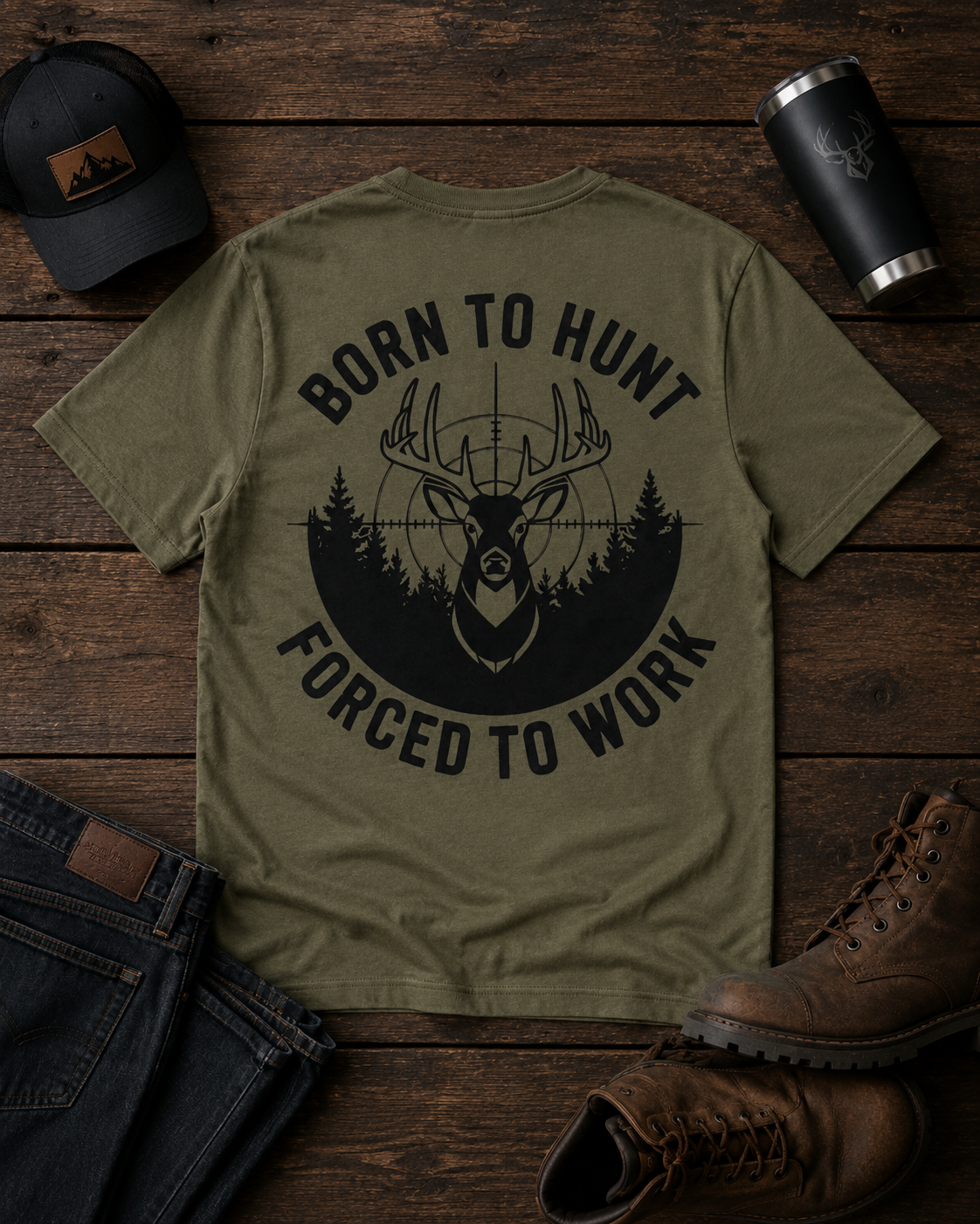 Born To Hunt Forced To Work | Adult Graphic Shirt, Sweatshirt & Hoodie