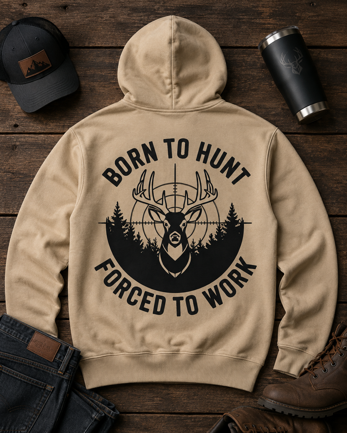 Born To Hunt Forced To Work | Adult Graphic Shirt, Sweatshirt & Hoodie