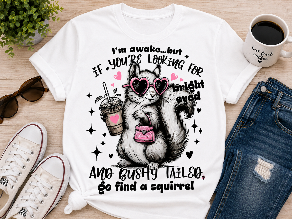 I’m awake… squirrel |Adult Graphic Shirt, Sweatshirt & Hoodie