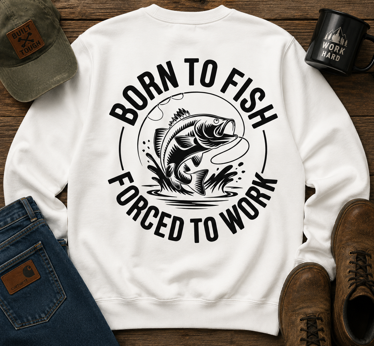 Born To Fish Forced To Work  | Adult Graphic Shirt, Sweatshirt & Hoodie