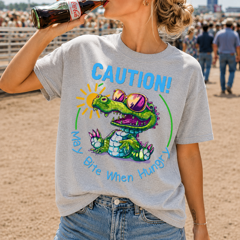 Caution May Bite When Hungry | Adult Graphic Shirt, Sweatshirt & Hoodie