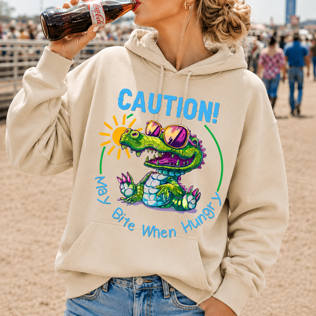 Caution May Bite When Hungry | Adult Graphic Shirt, Sweatshirt & Hoodie