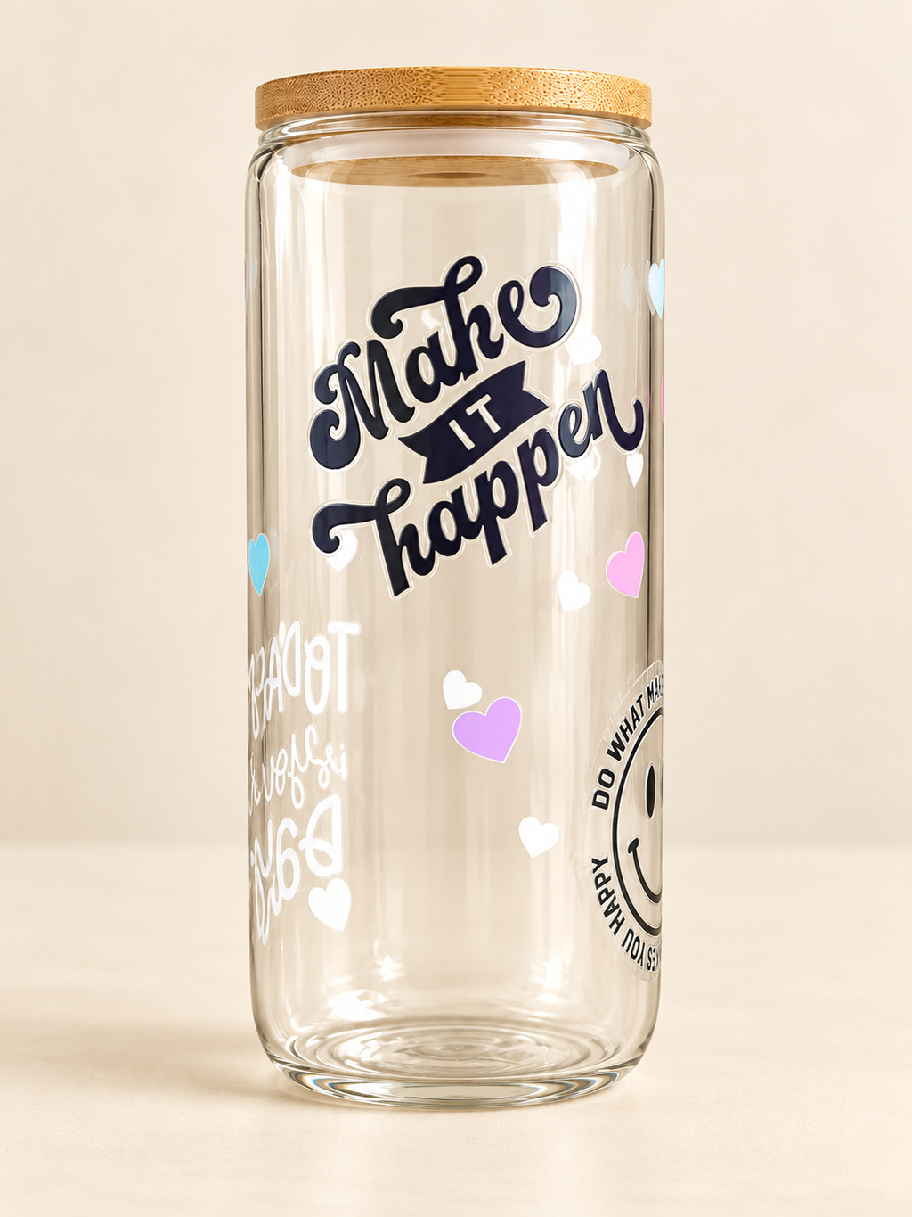 Positive saying glass 16oz cup